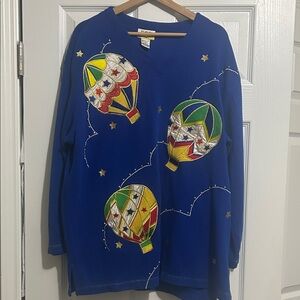 Vintage Colorful Hot Air Balloon Sweater 1x